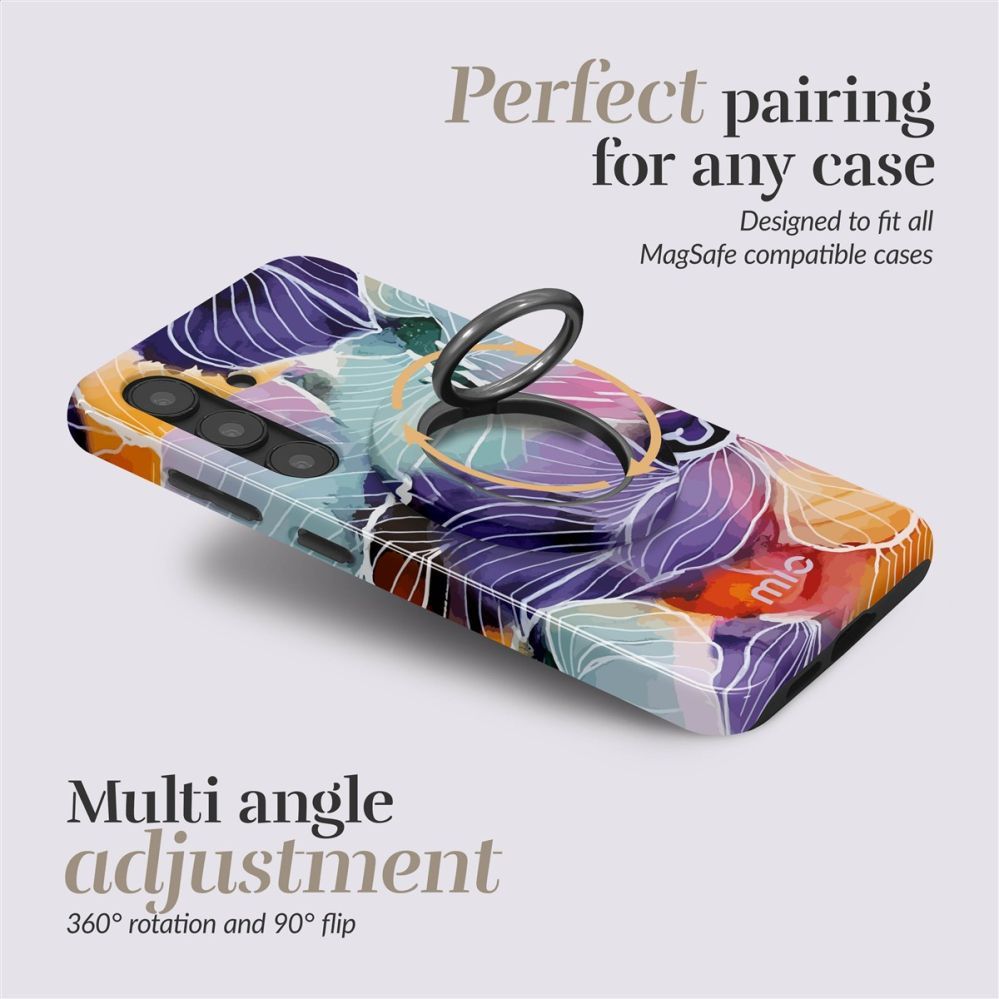 Back panel cover Mio  MIO Flowers Magsafe Case Compatible Ring Holder