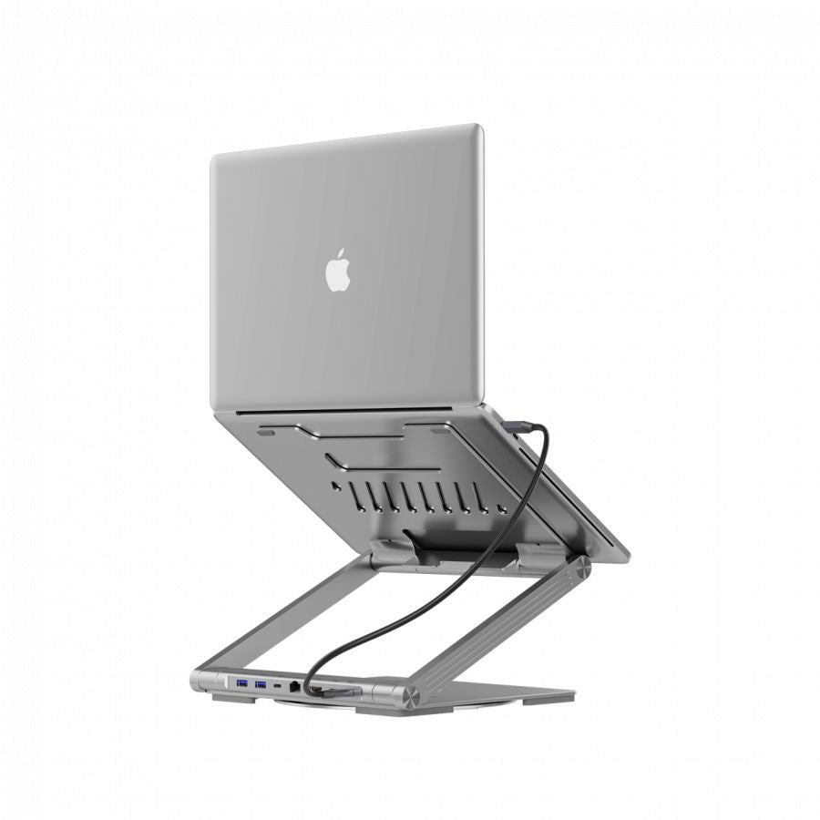 Üleminek Canyon  Canyon Laptop stands with hub, TYPE C F to HDMI2.0+2USB3.0+USBC3.0+RJ45+PD, TYEP C TO C cable 1m white with Emarker: HUSB332A, Material: Aluminum case+ABS+PS, Size: 245x240x27.2+/-0.3mm, Weight:1304g