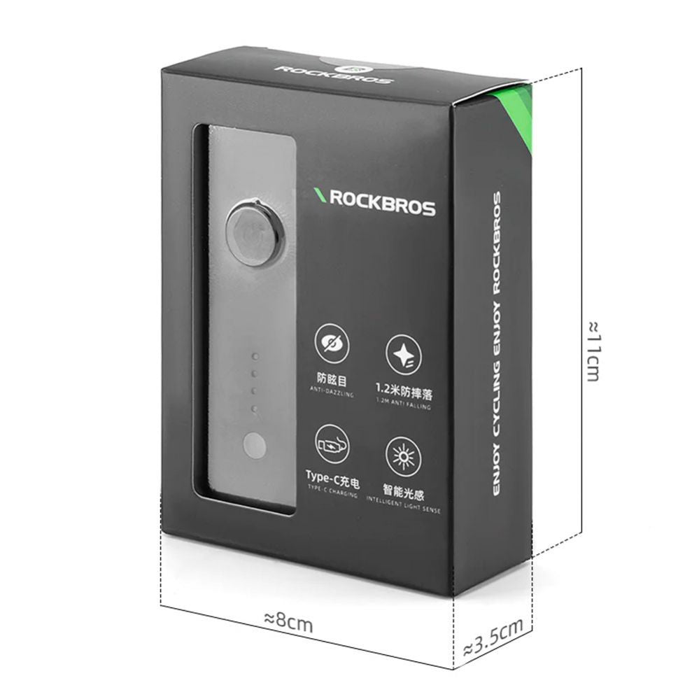 Bicycle accessory Rockbros  Rockbros 24510003001 Front Bike Light 260 lm + USB-C - USB-A Cable - Black