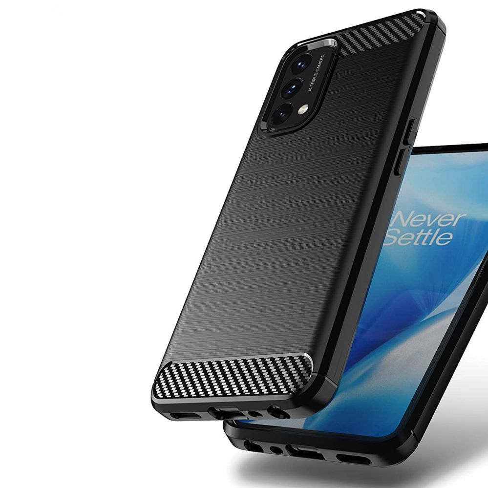 Tagakaaned Hurtel  Carbon Case Flexible cover for OnePlus Nord N200 5G black