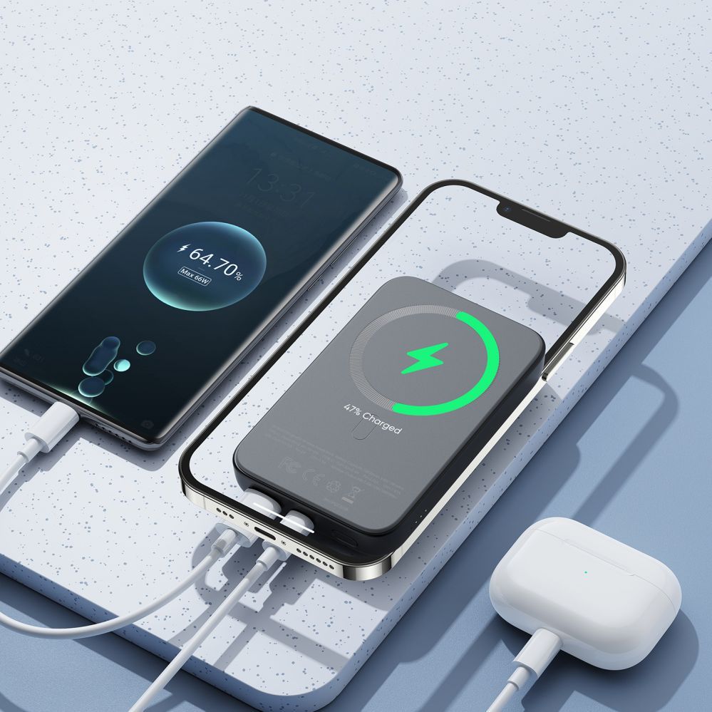 Внешний аккумулятор Joyroom  Joyroom JR-W020 20W 10000mAh MagSafe Power Bank + USB-C - USB-C 0.25m Cable - Black