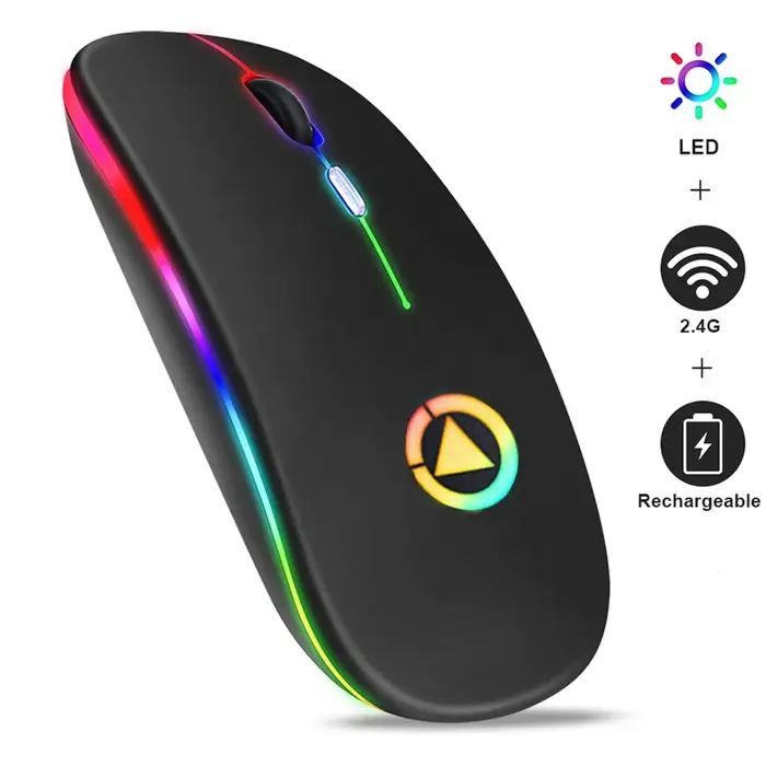 Computer mouse GameBox  MR12 Wireless Mouse with RGB Lighting Silent Click USB Rechargeable Ergonomic Design Black