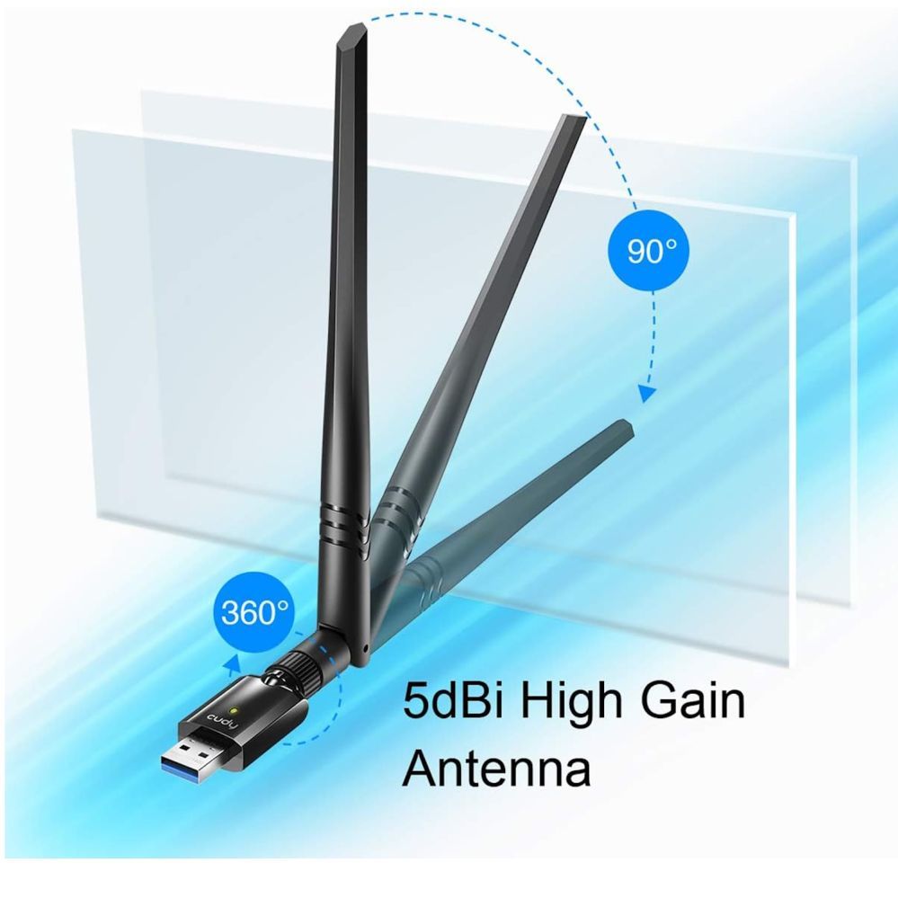 Роутер Cudy  WU1400 AirMax AC1300 Dual Band WiFi USB Adapter USB 3.0 Detachable Antenna High Gain Black