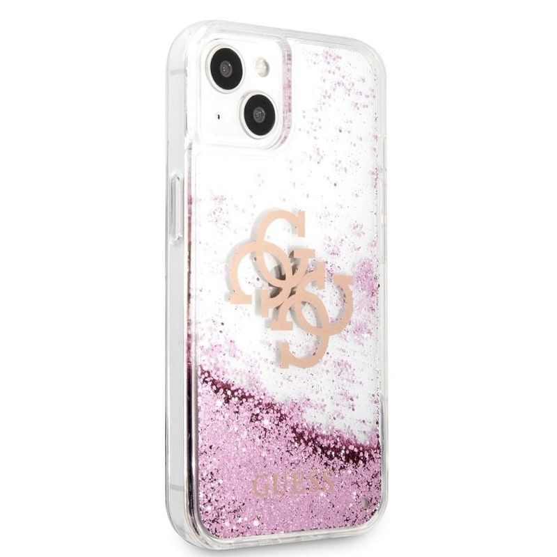 Back panel cover Guess  iPhone 13 Mini Liquid Glitter Pink Case Transparent