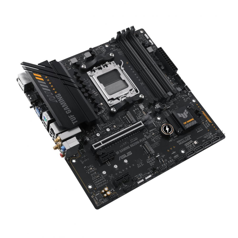 Материнская плата для процессоров Intel Asus  TUF GAMING A620M-PLUS WIFI Processor family AMD, Processor socket AM5, DDR5 DIMM, Memory slots 4, Supported hard disk drive interfaces 	SATA, M.2, Number of SATA connectors 4, Chipset AMD A620,  Micro-ATX
