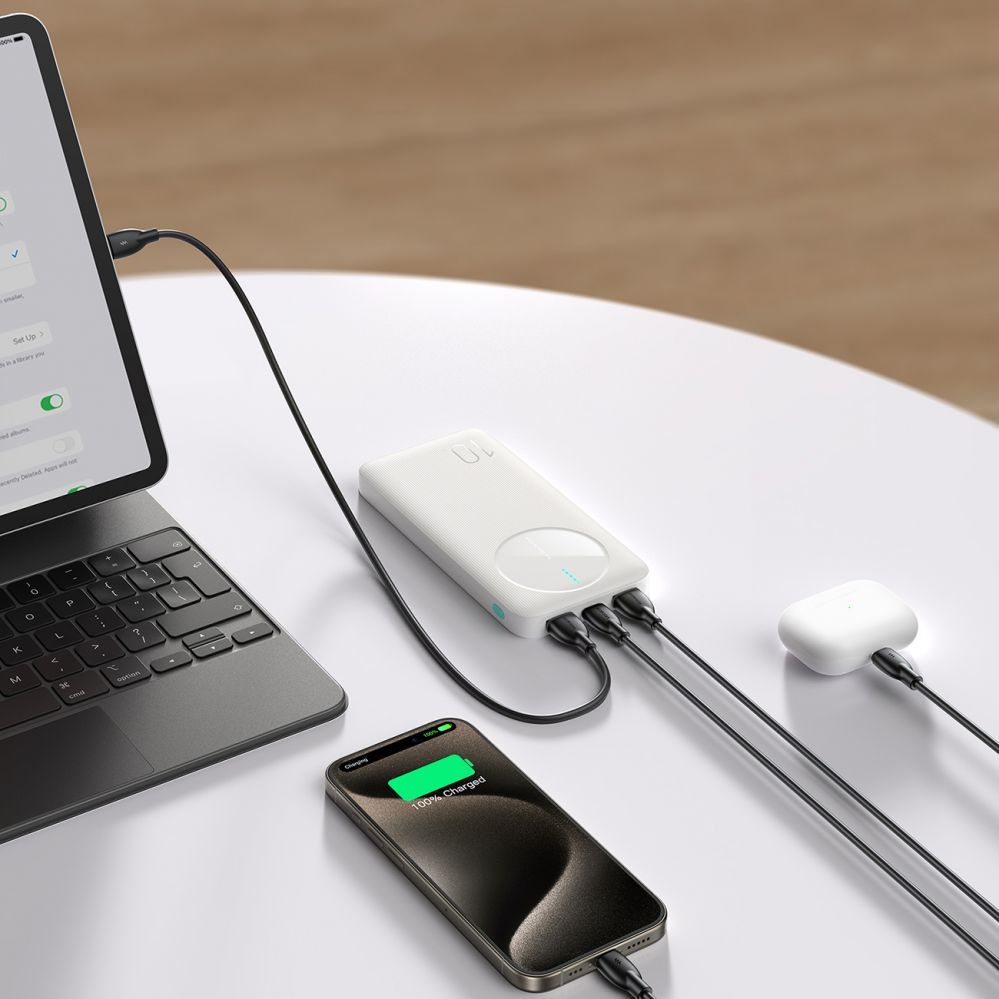 Power bank Joyroom  Powerbank Joyroom JR-PBF12 10000mAh 2.4A 2x USB-A 1x USB-C - white