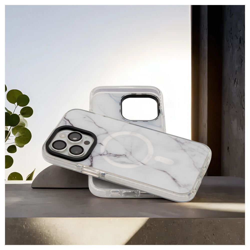 Чехол на заднюю панель Evelatus Apple iPhone 15 Pro PC+TPU With MagSafe Customized Print Marble White