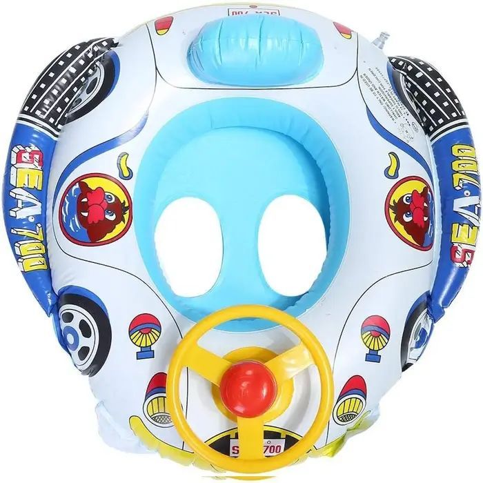 Другой товар IVY  Inflatable Baby Float Seat 62×44×25cm Car Design with Steering Wheel Toddler Water Buoy Multicolor