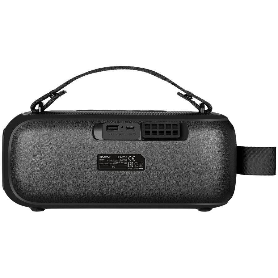 Bluetooth speakers Sven  Speaker SVEN PS-255, black (12W, Bluetooth, FM, USB, karaoke mic, 3600mAh)