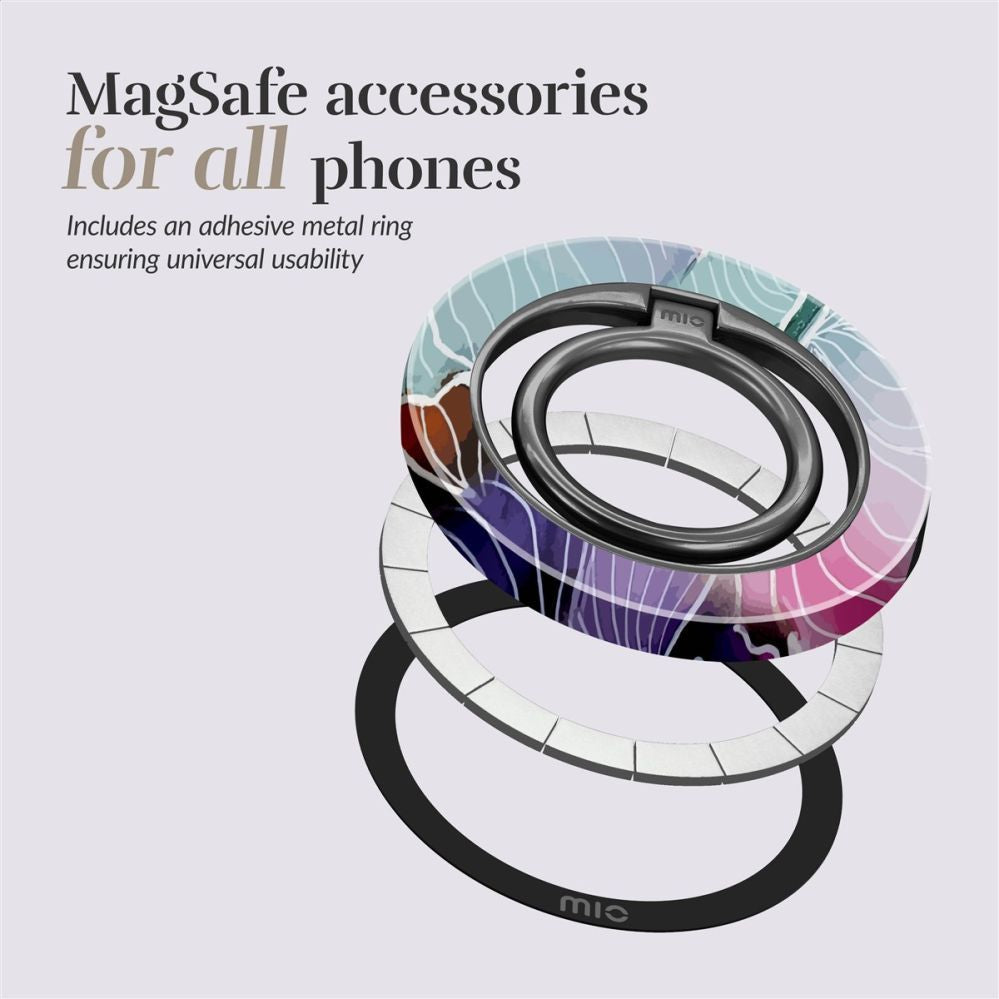 Back panel cover Mio  MIO Flowers Magsafe Case Compatible Ring Holder