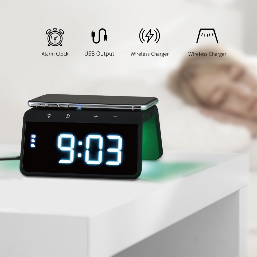 Wireless charger Evelatus  Evelatus Wireless Charging Clock WCC01BK Black