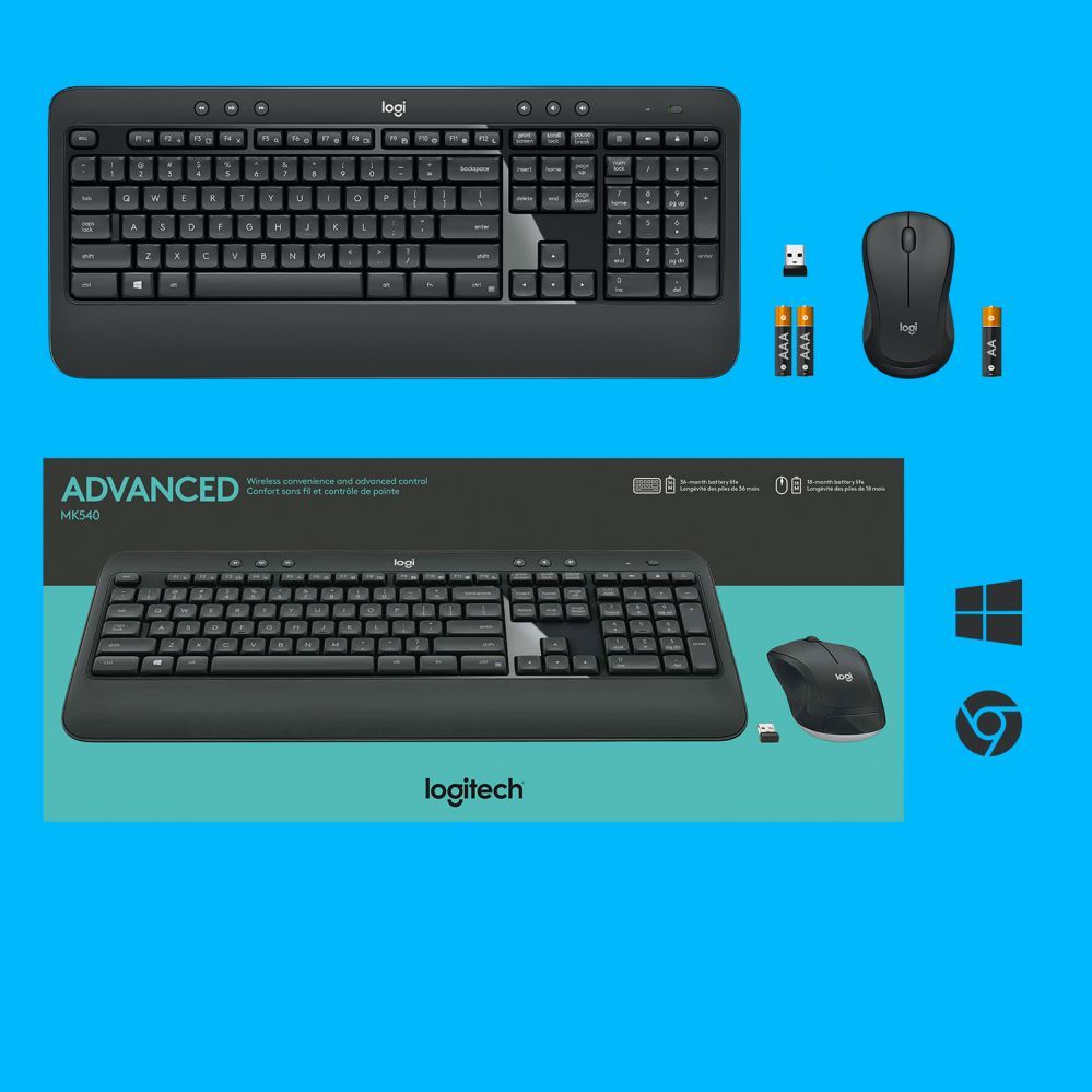 Компьютерная клавиатура Logitech  MK540 Advanced Keyboard and Mouse Set, Wireless, Mouse included, Batteries included, US, Wireless connection, USB, Black