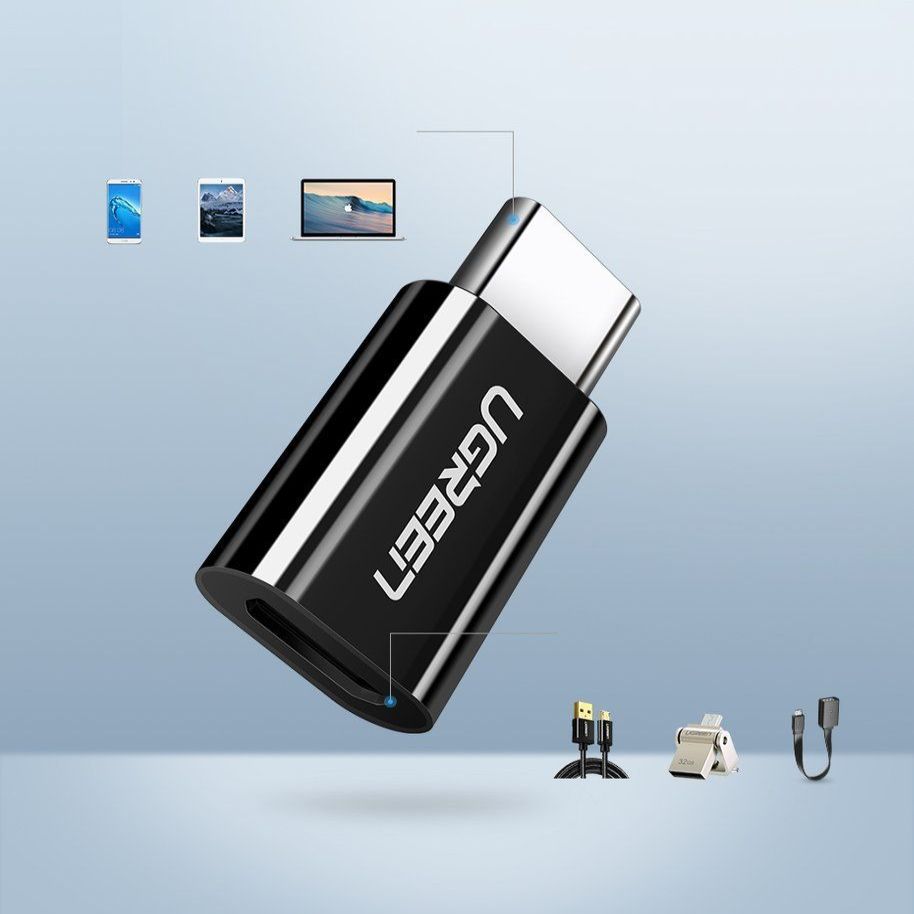 Адаптер Ugreen  adapter micro USB to USB Type C adapter black (30391) Black