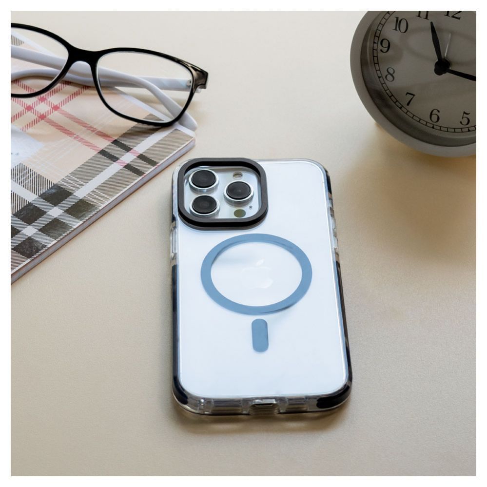 Back panel cover Evelatus Apple iPhone 15 Pro Max Clear Case PC+TPU With MagSafe Transparent Black