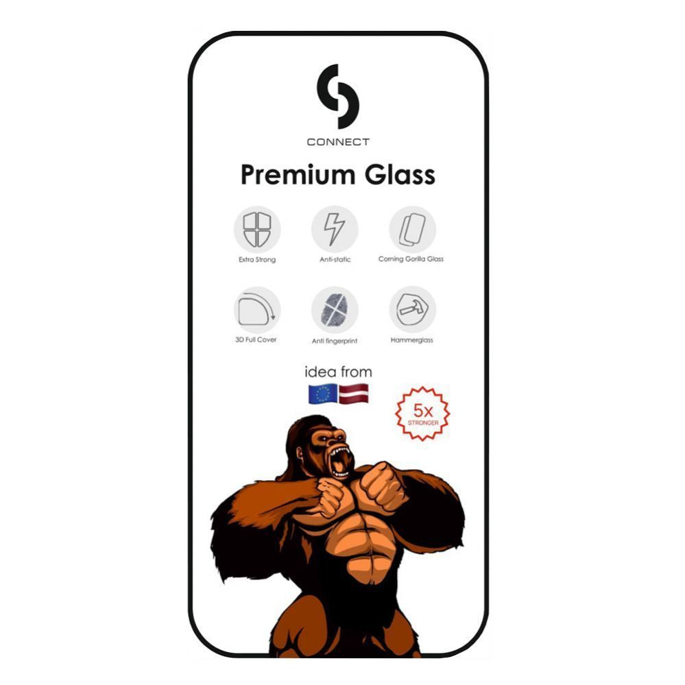 Kaitseklaasid Connect Apple iPhone 17 / 16 Pro Corning Gorilla Glass Anti-Static 3D Full Cover 5X Stronger Black