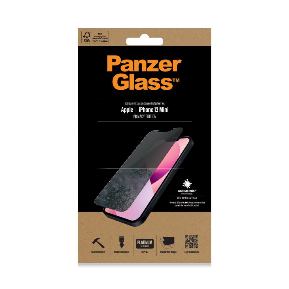 Back panel cover PanzerGlass  Apple, iPhone 13 Mini, Tempered glass, Black, Privacy Screen Protector