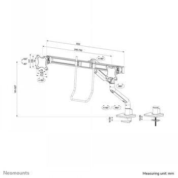 Кронштейн для телевизора NEOMOUNTS BY NEWSTAR  NEOMOUNTS SELECT DESK MOUNT, DOUBLE DISPLAY CROSSBAR (TOPFIX CLAMP &GROMMET) WHITE