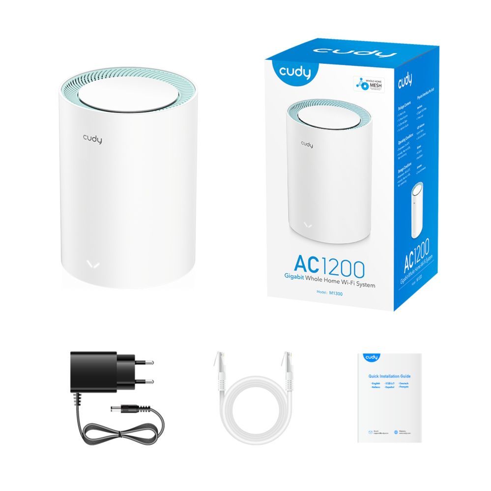 Routers Cudy  Cudy M1300 MeshPoint AC1200 Gigabit WiFi Mesh System Dual Band 2x Gigabit LAN VPN WPA3 White