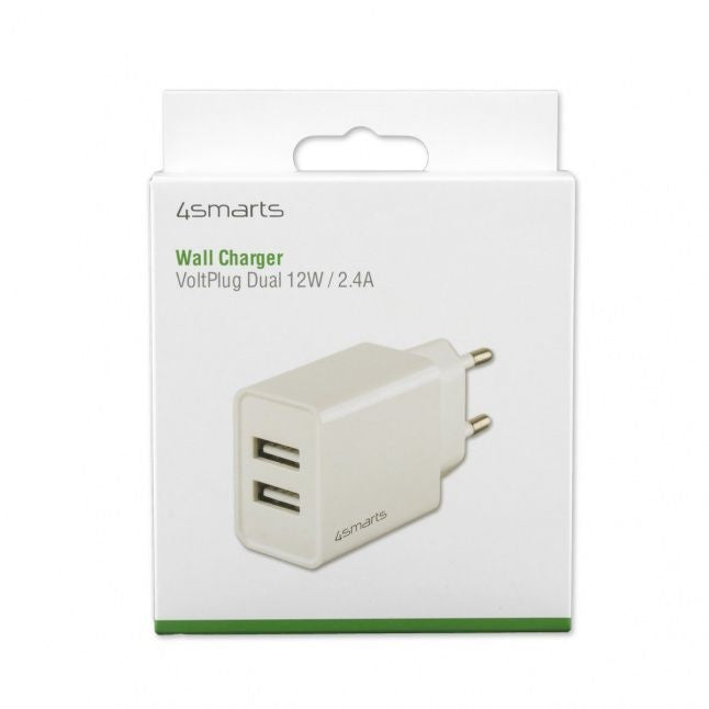 Adapter 4smarts Wall Charger (without cable) VoltPlug Dual 12W, white