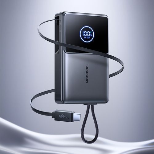 Внешний аккумулятор Joyroom  JR-PR1 10000mAh 22.5W Powerbank with Built-in Retractable USB-C Cable Black