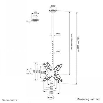 TV bracket NEOMOUNTS BY NEWSTAR  NEOMOUNTS BY NEWSTAR BACK TO BACK SCREEN CEILING MOUNT (HEIGHT: 106-156 CM)