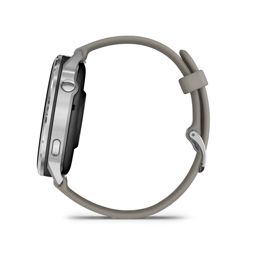 Nutikell Garmin  Venu 4 - 45mm, Silver with Silver Gray Silicone Band sports watch