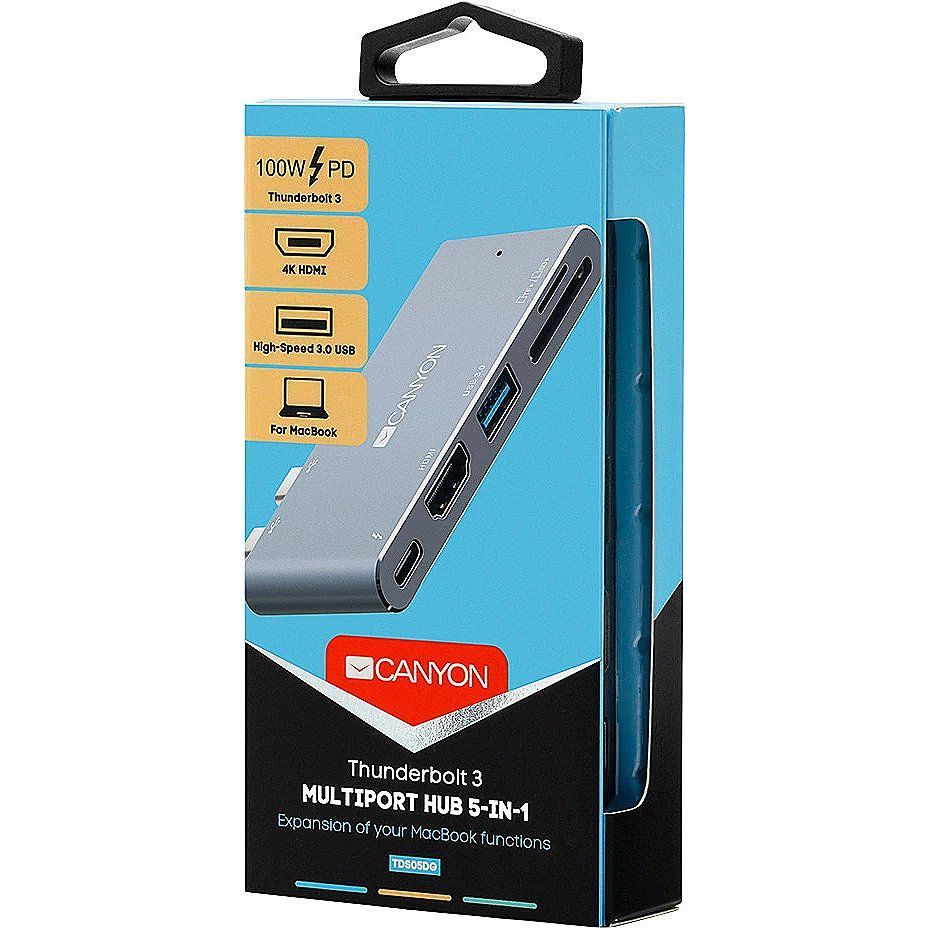 Converter Canyon  DS-5 Multiport Docking Station with 5 port Space Gray