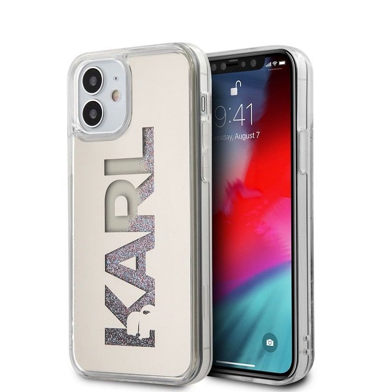 Back panel cover Karl Lagerfeld  iPhone 12 mini 5.4'' Liquid Glitter Multi Mirror Cover Silver