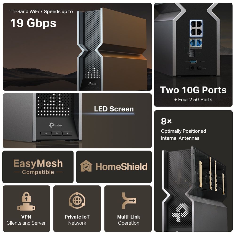 Роутер TP-Link  WRL ROUTER 19000MBPS WI-FI 7/TRI-BAND ARCHER BE800
