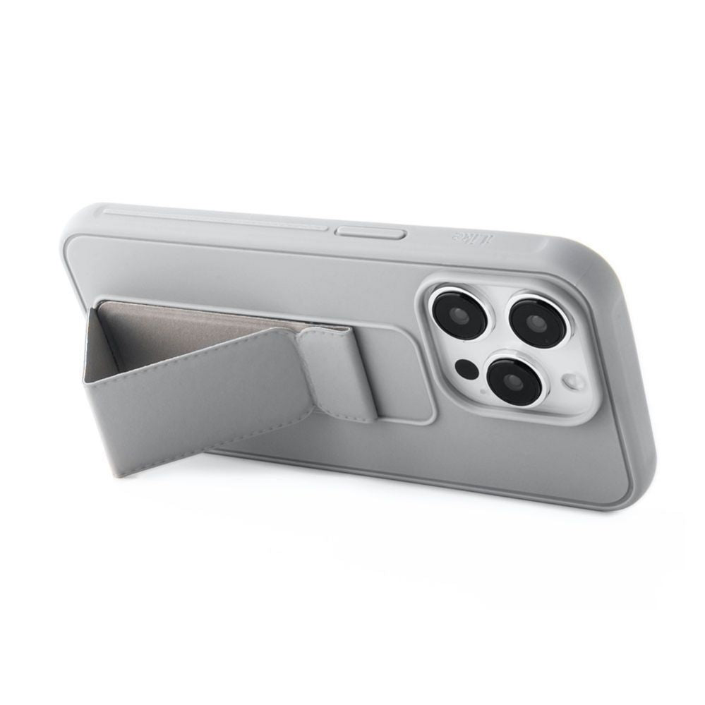 Tagakaaned iLike Apple iPhone 15 Pro Silicone Case with stand Silver