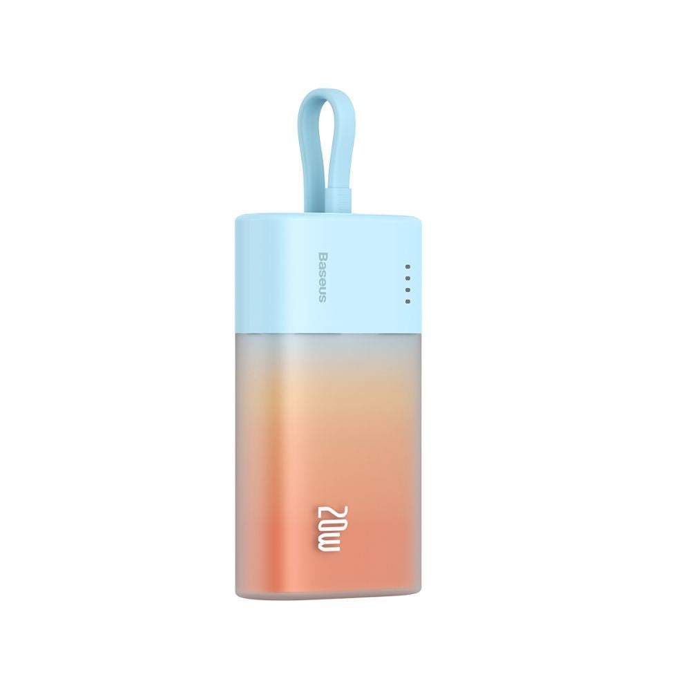 Väline aku Baseus  Baseus Popsicle 5200mAh 20W Powerbank with Built-in Lightning Cable (+ White Baseus Simple USB-C - USB-C 60W/20V/3A/30cm Cable) - Blue-Orange