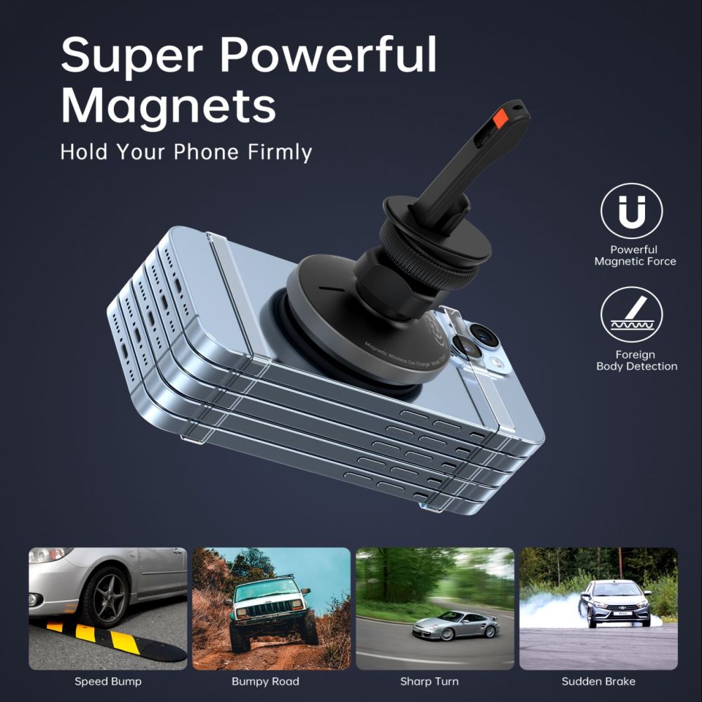 Другой аксессуар для телефона Choetech  Choetech T204-F magnetic car holder with 15W wireless charging - black