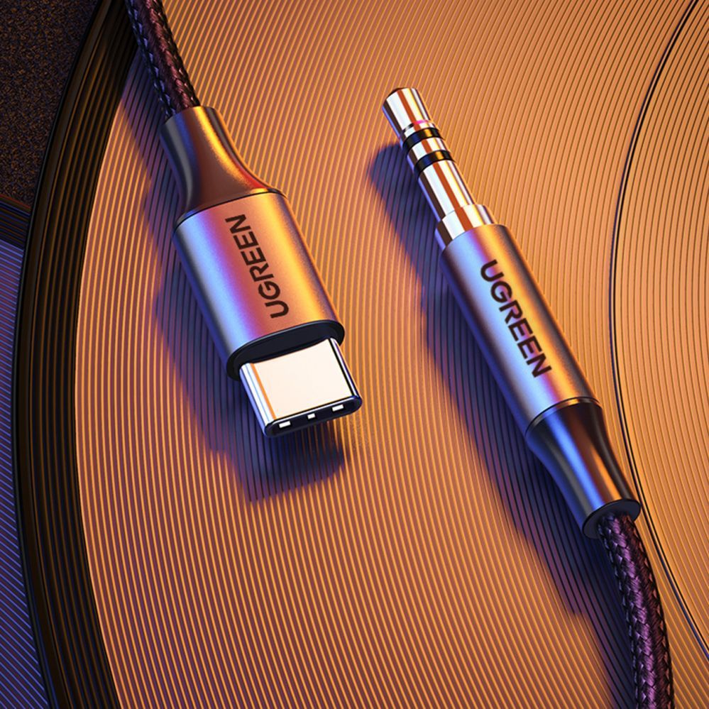 Кабель Ugreen  cable USB C - mini jack 3.5mm 1m (AV143) Grey