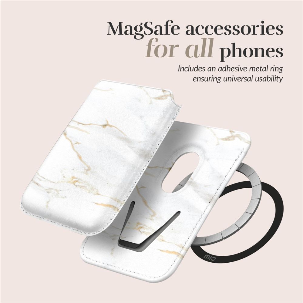 Tagakaaned Mio  MIO White Marble Magsafe Case Compatible Card Holder