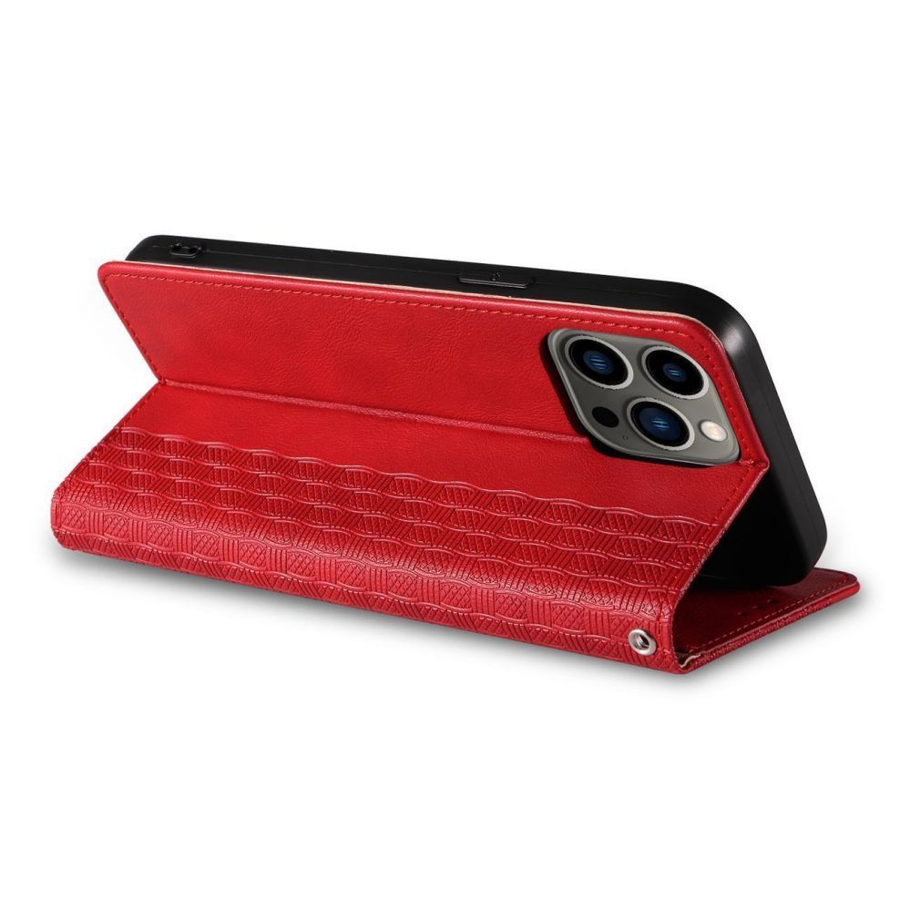 Tagakaaned Hurtel - Magnet Strap Case Case for iPhone 13 Pro Max Pouch Wallet + Mini Lanyard Pendant Red