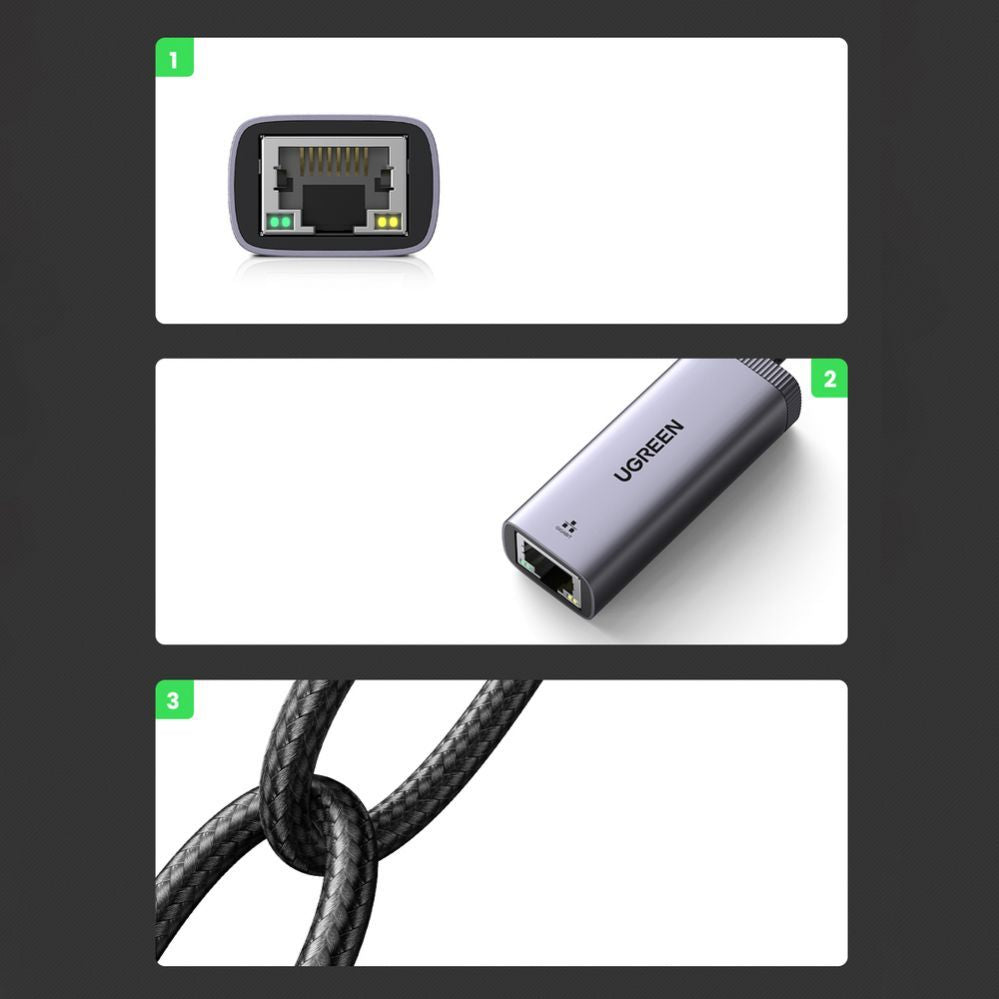 Muu telefoni lisavarustus Ugreen  Ugreen external USB Type C network adapter - RJ45 1Gbps (1000Mbps) gray (40322 CM483)