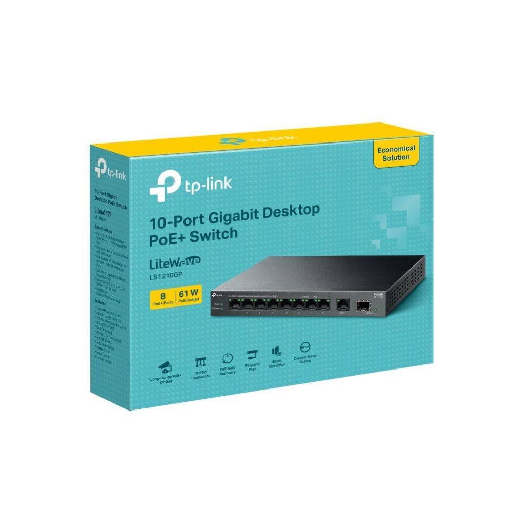 Коммутатор TP-Link  NET SWITCH 10PORT 8POE+/LS1210GP