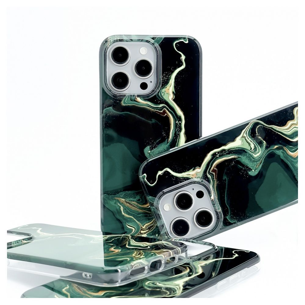 Tagakaaned Evelatus Apple iPhone 15 Pro Max PC Customized Print Design Marble Dark Green
