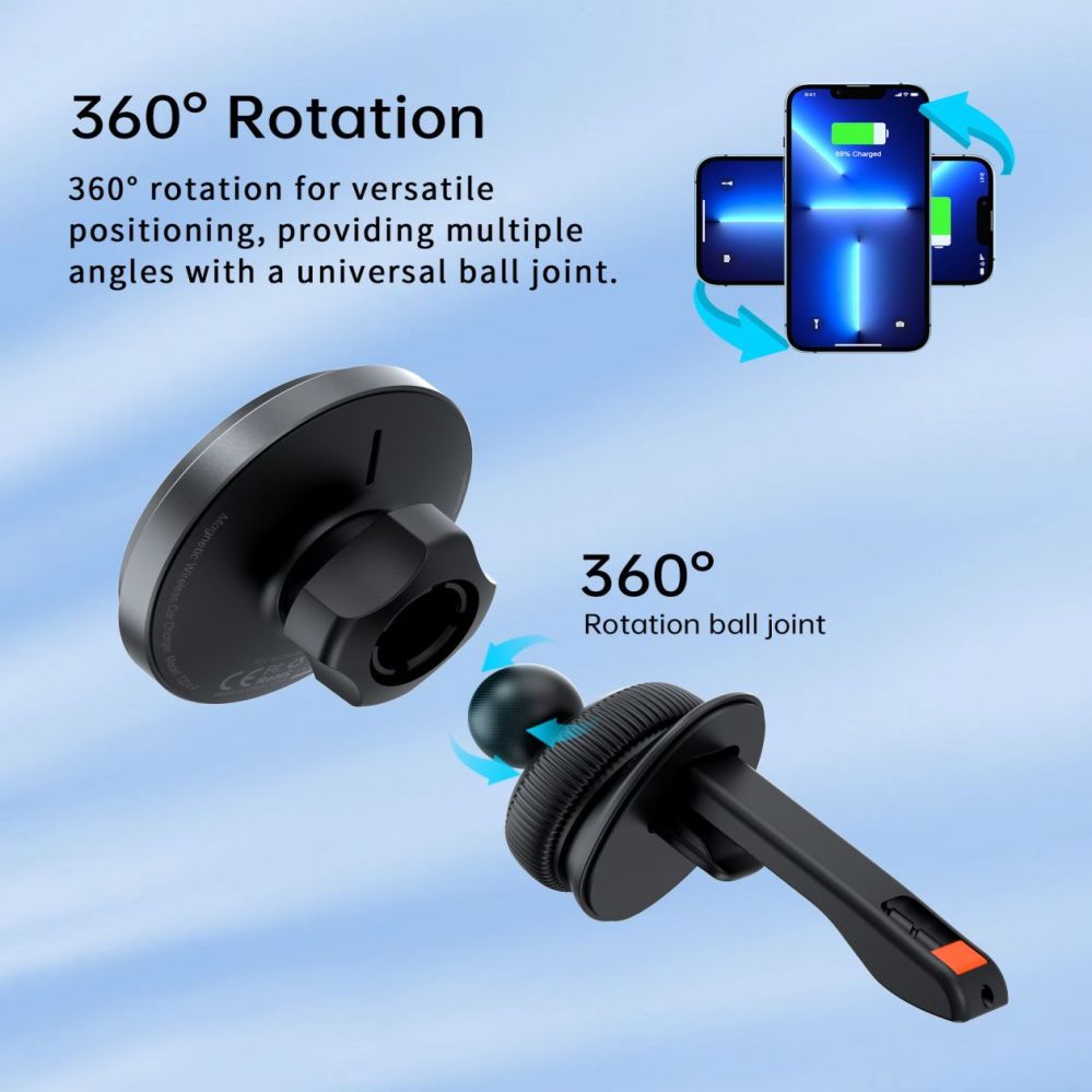 Другой аксессуар для телефона Choetech  Choetech T204-F magnetic car holder with 15W wireless charging - black