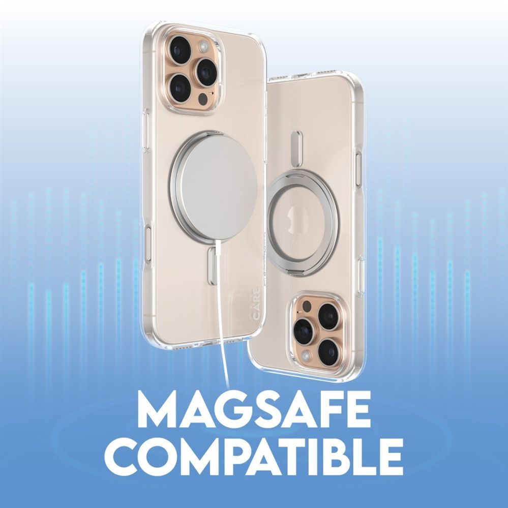 Back panel cover PanzerGlass  CARE Feature case with Silver Kickstand MagSafe iPhone 16 Pro Max, Transparent