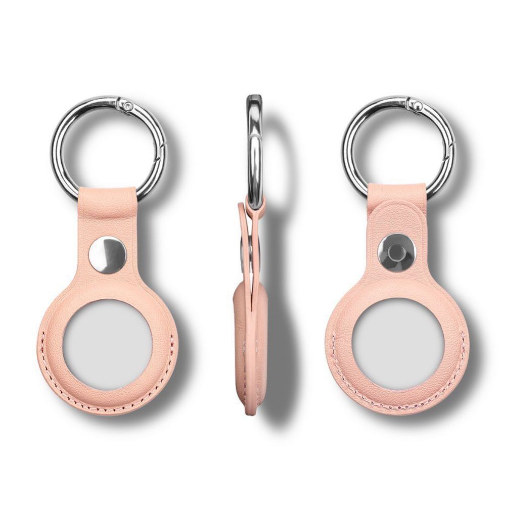 Nutika sildi tarvik iLike  AirTag PU Leather Key Ring Keychain Case Pink