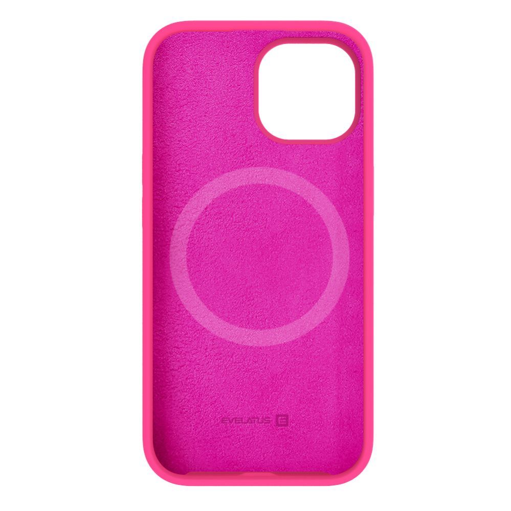 Back panel cover Evelatus Apple iPhone 15 Premium Magsafe Soft Touch Silicone Case Pink