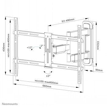 Кронштейн для телевизора NEOMOUNTS BY NEWSTAR  NEOMOUNTS BY NEWSTAR SCREEN WALL MOUNT (FULL MOTION, 3 PIVOTS, VESA 600X400)