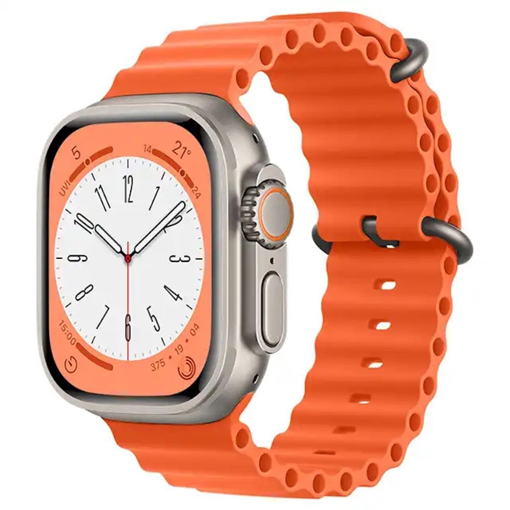 Ремешок iWear  S1 Grooved Soft Silicone 20mm strap for Apple Watch 49mm / 45mm / 44mm / 42mm Orange