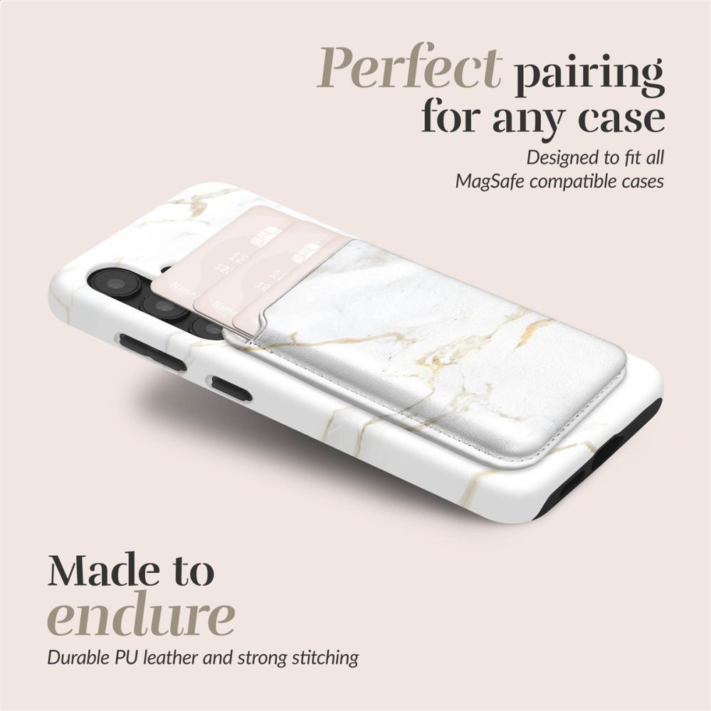 Tagakaaned Mio  MIO White Marble Magsafe Case Compatible Card Holder