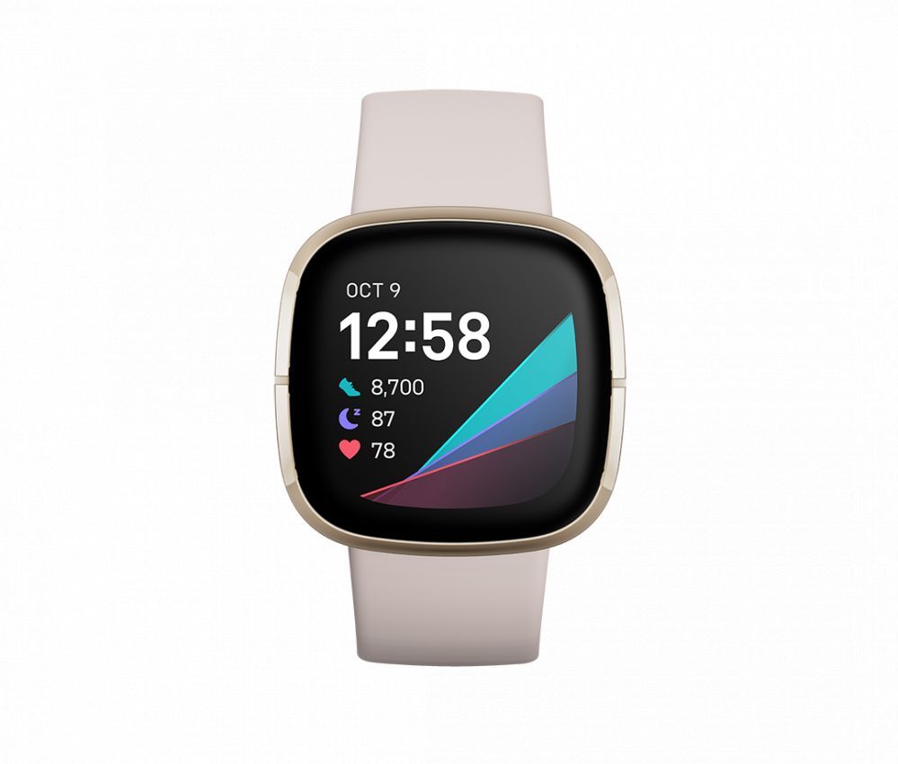 Smart watches Fitbit  Sense Lunar Soft Gold Stainless Steel White