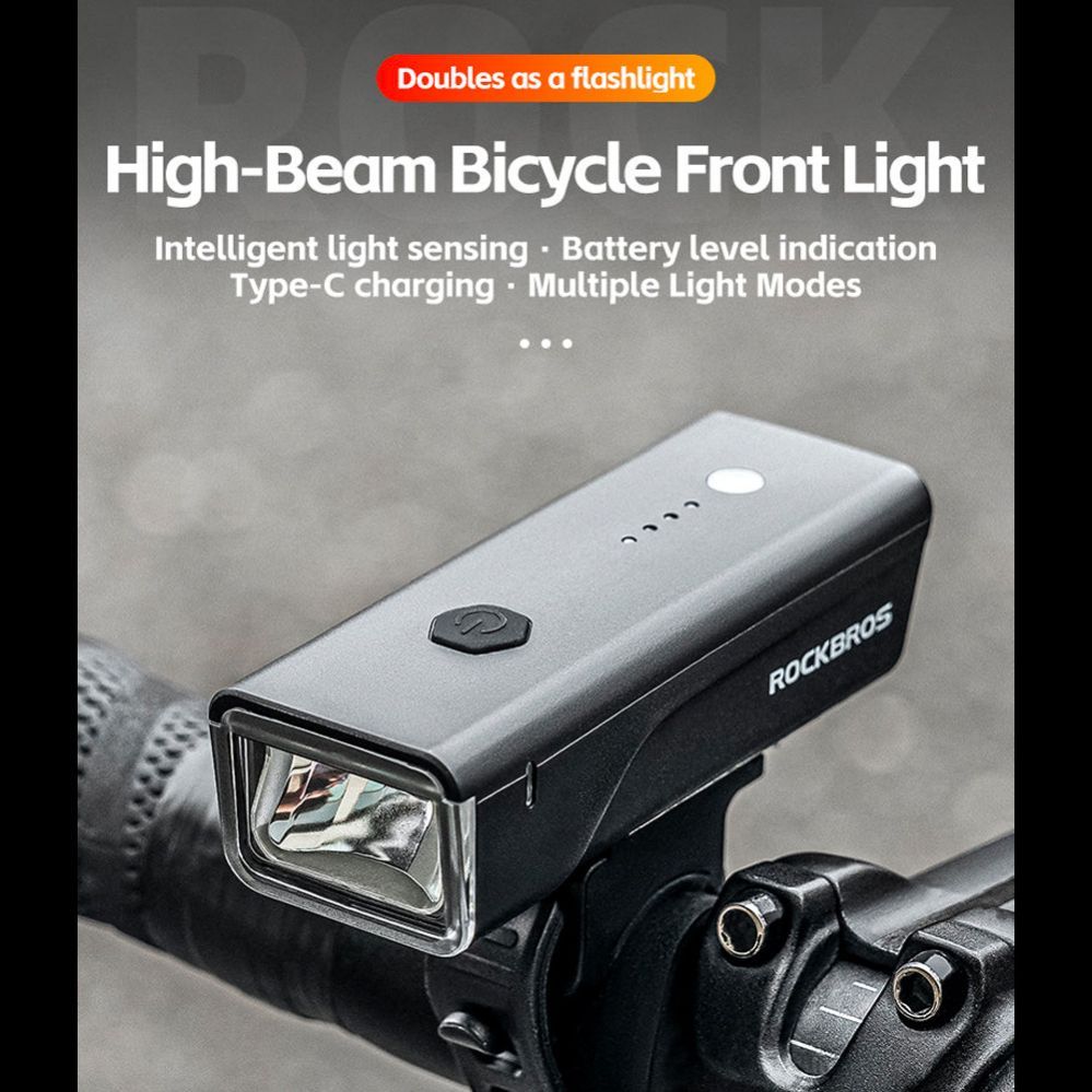 Bicycle accessory Rockbros  Rockbros 24510003001 Front Bike Light 260 lm + USB-C - USB-A Cable - Black