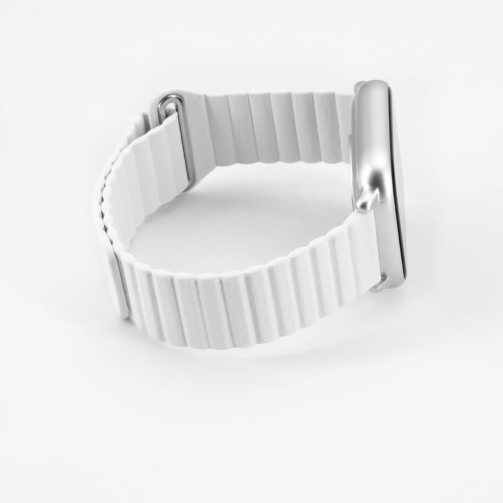 Rihm Connect  20mm Flat head Leather - Silicone Loop Magnetic Watch Strap (130mm M/L) White