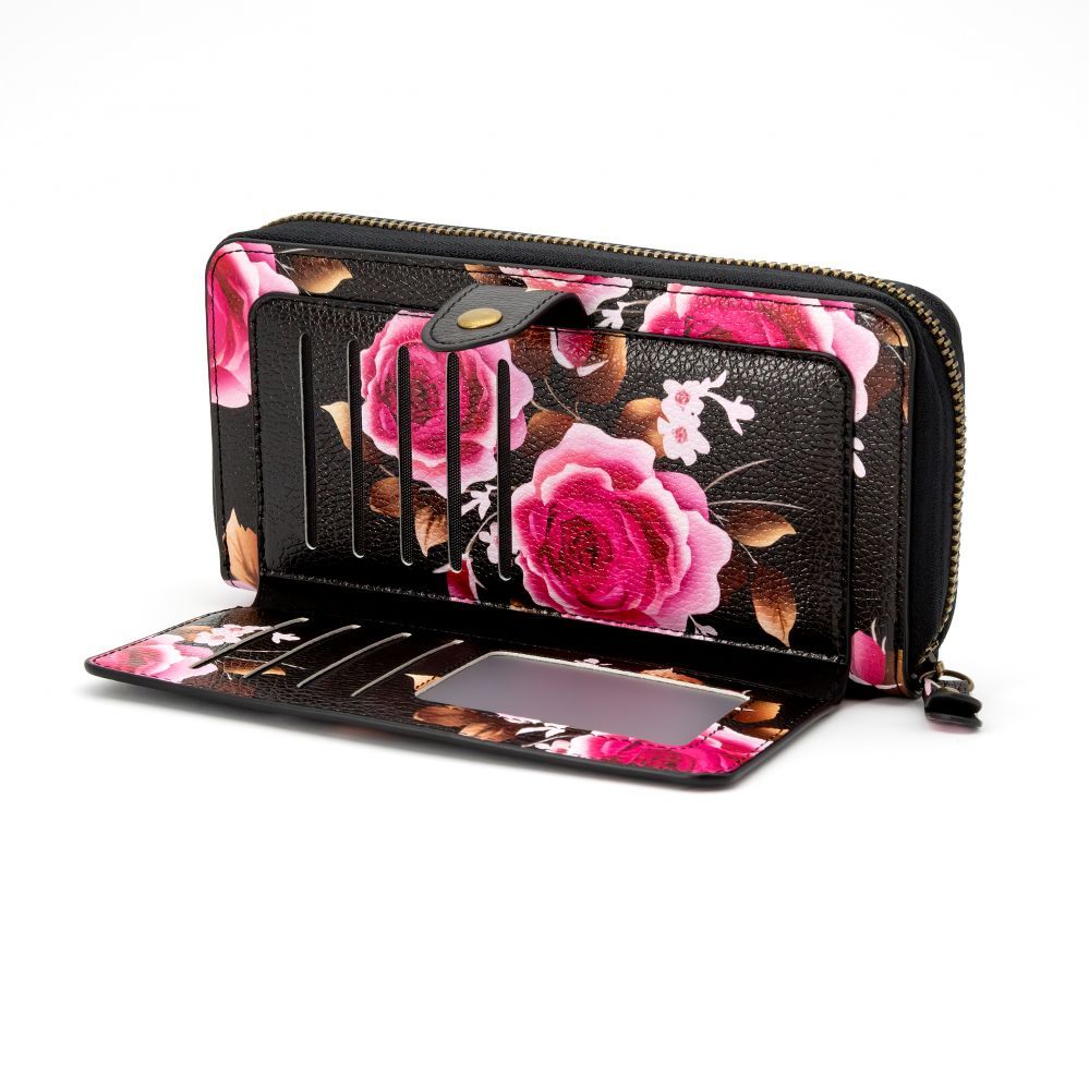 Universaal mobiiltasku Evelatus Universal Wallet Zipper Design Flower Black
