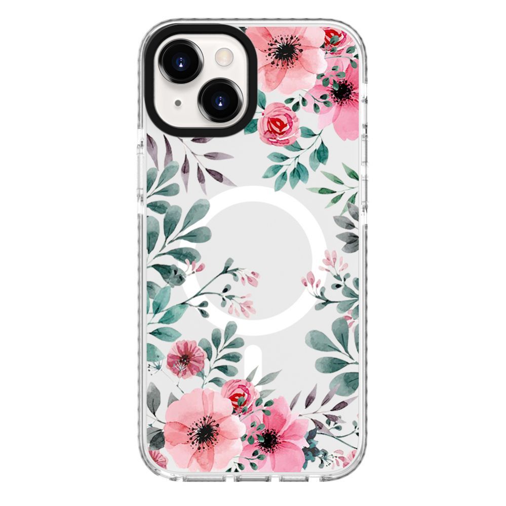 Чехол на заднюю панель Evelatus Apple iPhone 15 Plus PC+TPU With MagSafe Customized Print Flower Transparent